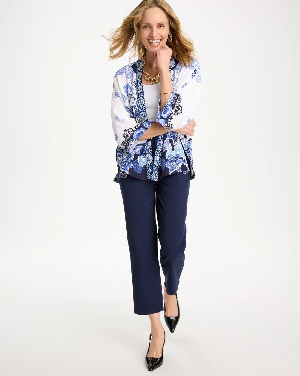 Woven Faux Silk Printed Kimono | Chico's